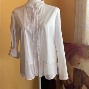 T Tahari white cotton shirt